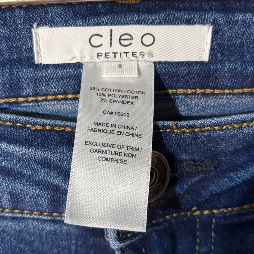 CLEO Sz 8P Sofia Straight Leg Mid Dark Wash Embroidered Blue Jeans NEW WITH TAGS - Picture 6 of 13